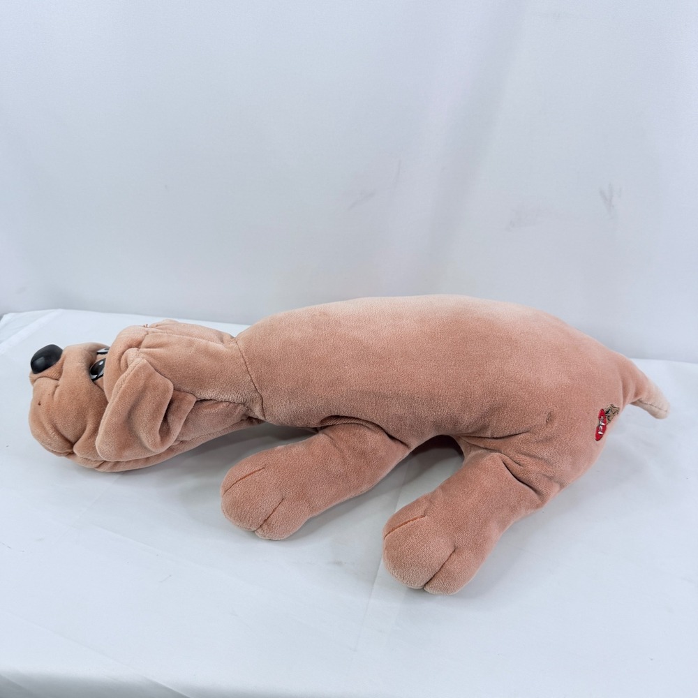 Vintage Pound Puppies Plush Tan Dog Stuffed 21 inch Short Ears Red Heart Logo